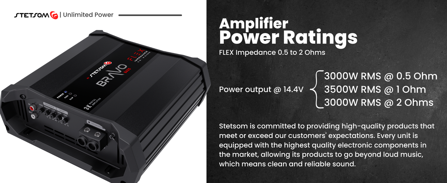 STETSOM BRAVO BASS FLEX SERIES 3000 WATT AMPLIFIER