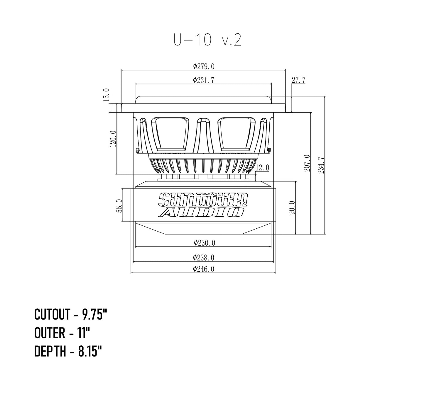 SUNDOWN AUDIO U SERIES V2 10" SUBWOOFER